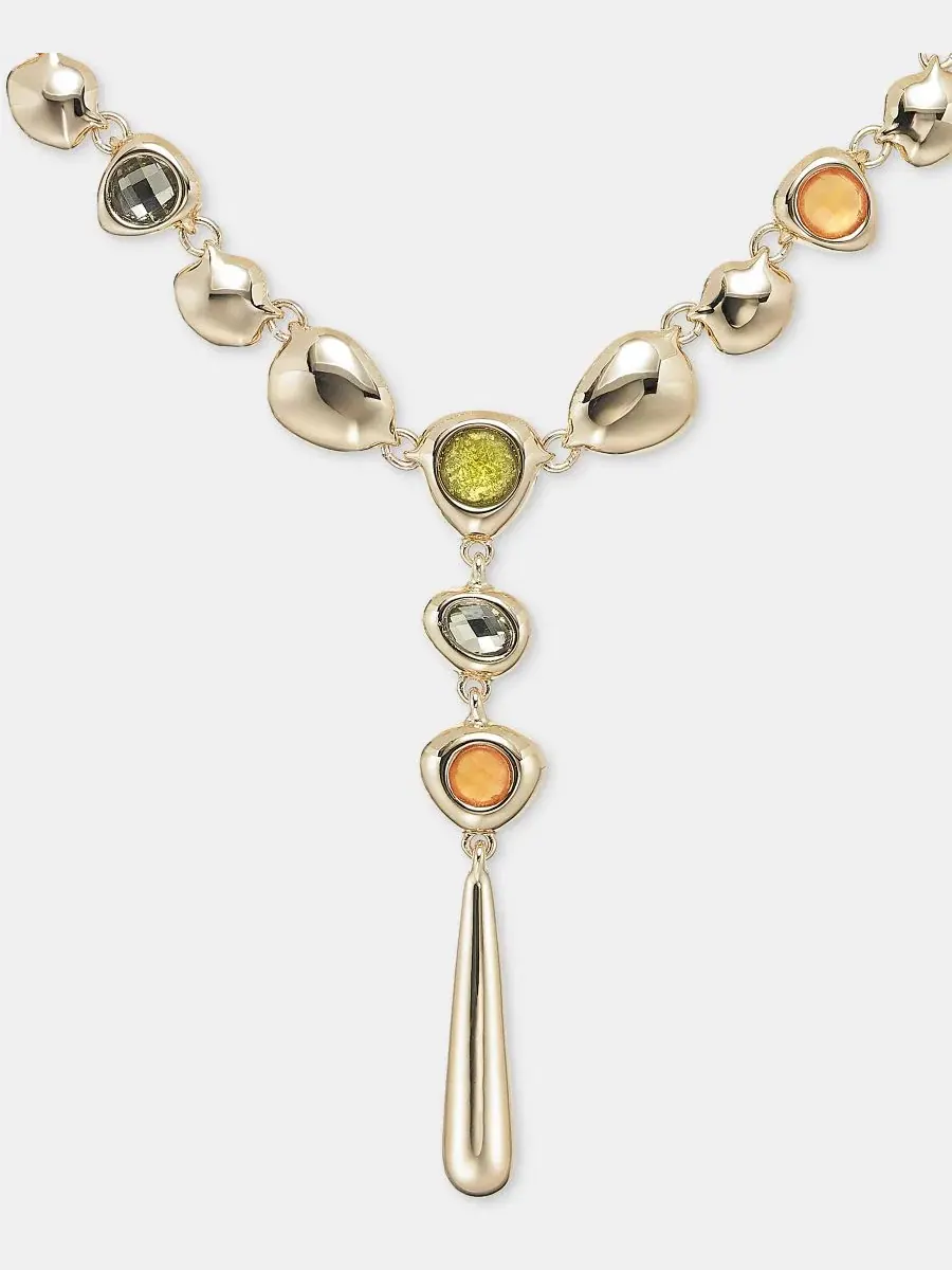 Колье-лариат с подвеской в виде камня, модель Stone Pebble Lariat Anne Klein — изображение 2 из 5, оттенок мульти