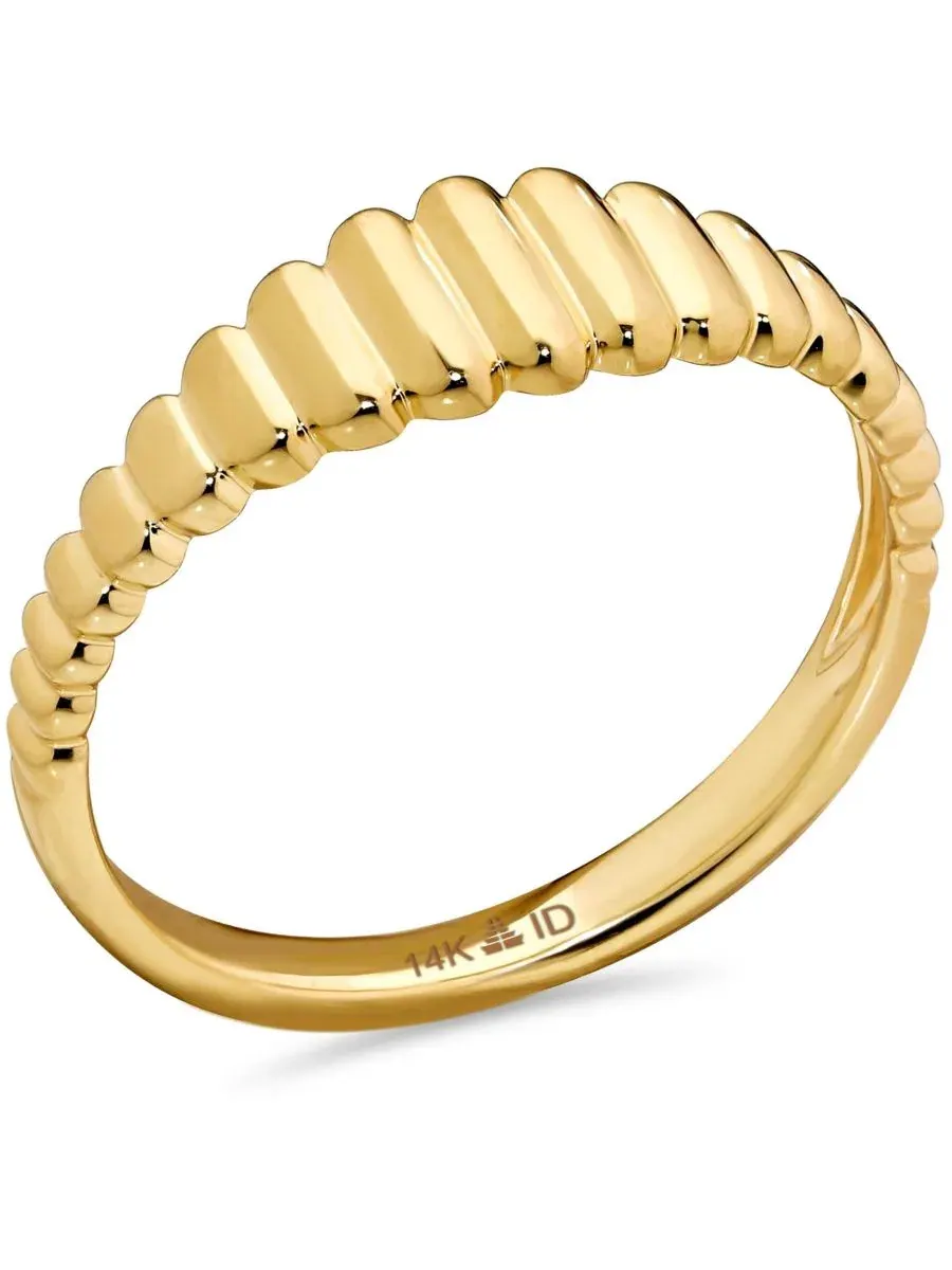 Кольцо с рифлением 14K Gold DEVATA — изображение 3 из 4, оттенок золото