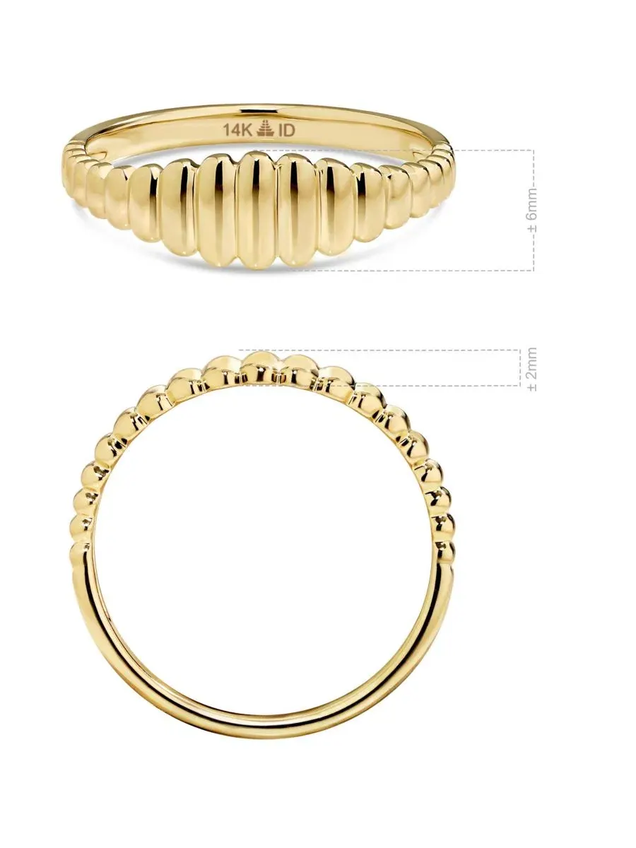 Кольцо с рифлением 14K Gold DEVATA — изображение 4 из 4, оттенок золото