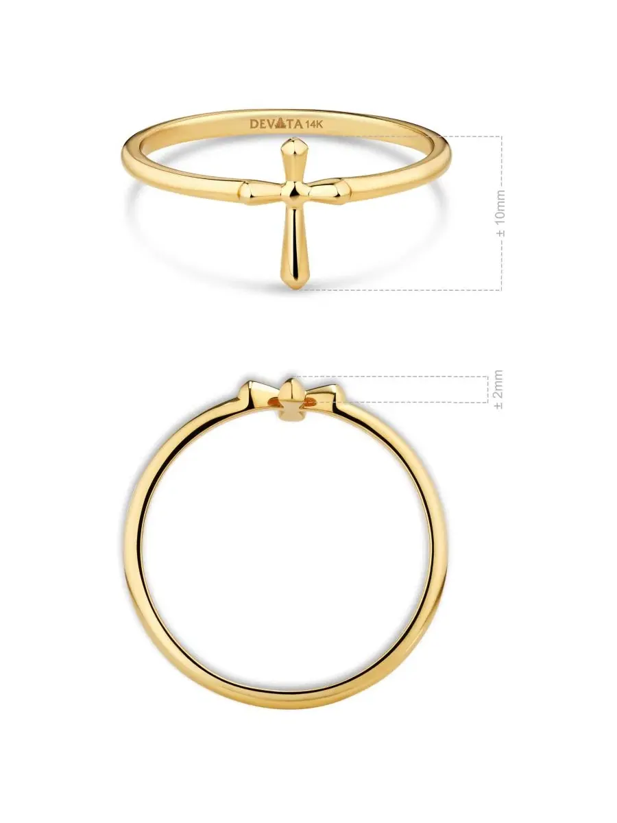 Кольцо с крестом, модель Cross Ring DEVATA — изображение 4 из 4, оттенок золото