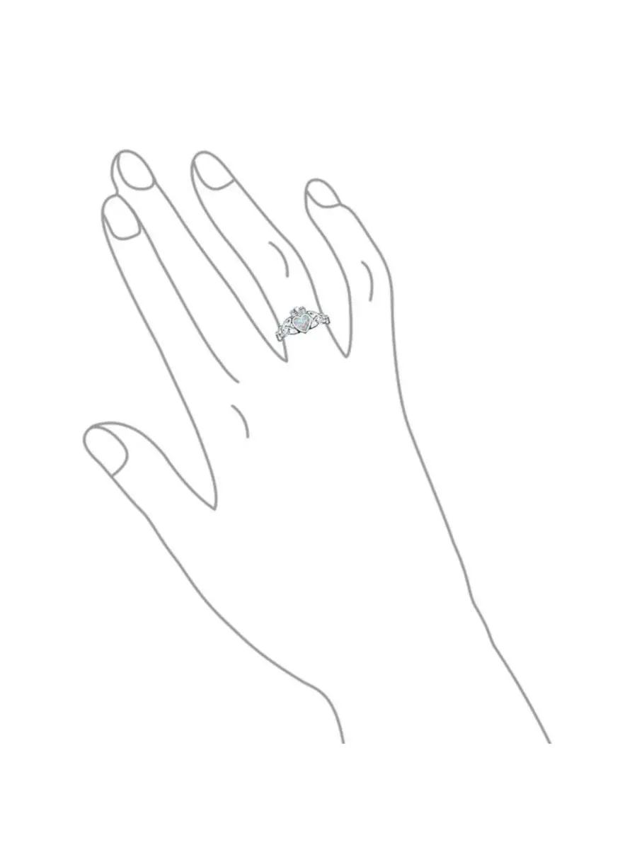 Кольцо с синтетическим опалом Клэддах BFF Celtic Irish Friendship Promise Created Opal Claddagh — изображение 2 из 4