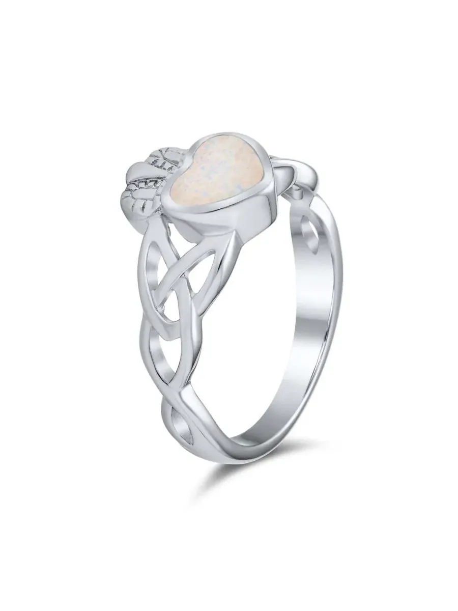Кольцо с синтетическим опалом Клэддах BFF Celtic Irish Friendship Promise Created Opal Claddagh — изображение 3 из 4