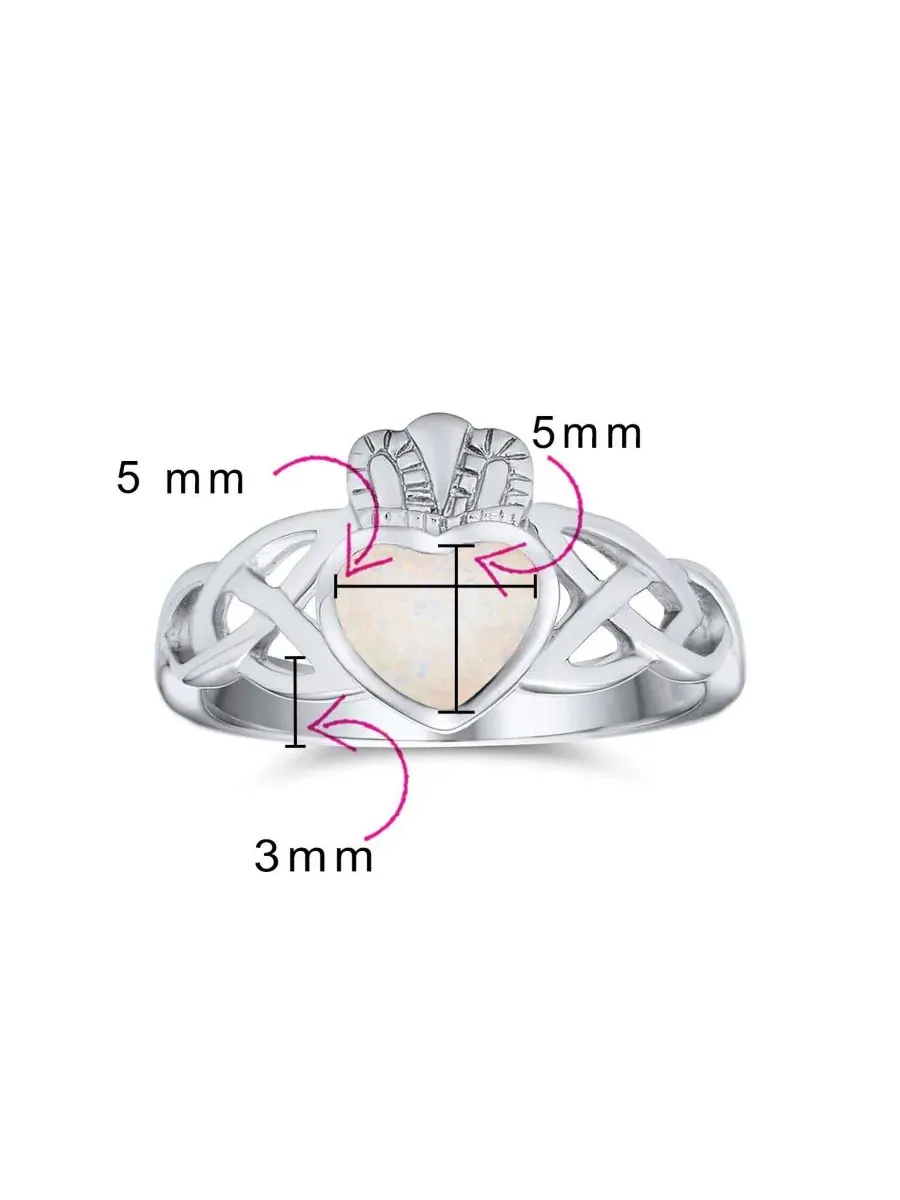 Кольцо с синтетическим опалом Клэддах BFF Celtic Irish Friendship Promise Created Opal Claddagh — изображение 4 из 4