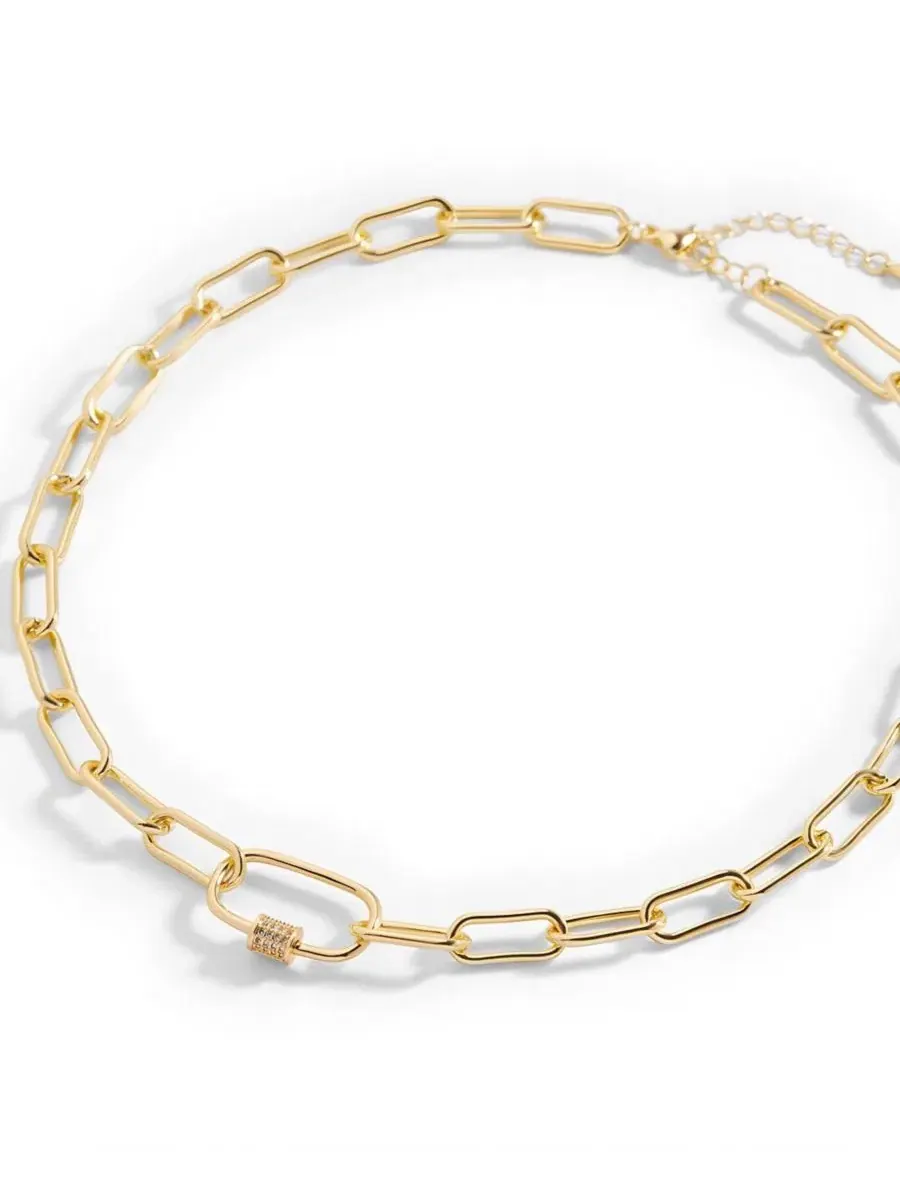 Колье с карабином и кубическим цирконием Gold Tone Mint & Lily — изображение 3 из 3, оттенок золотистый