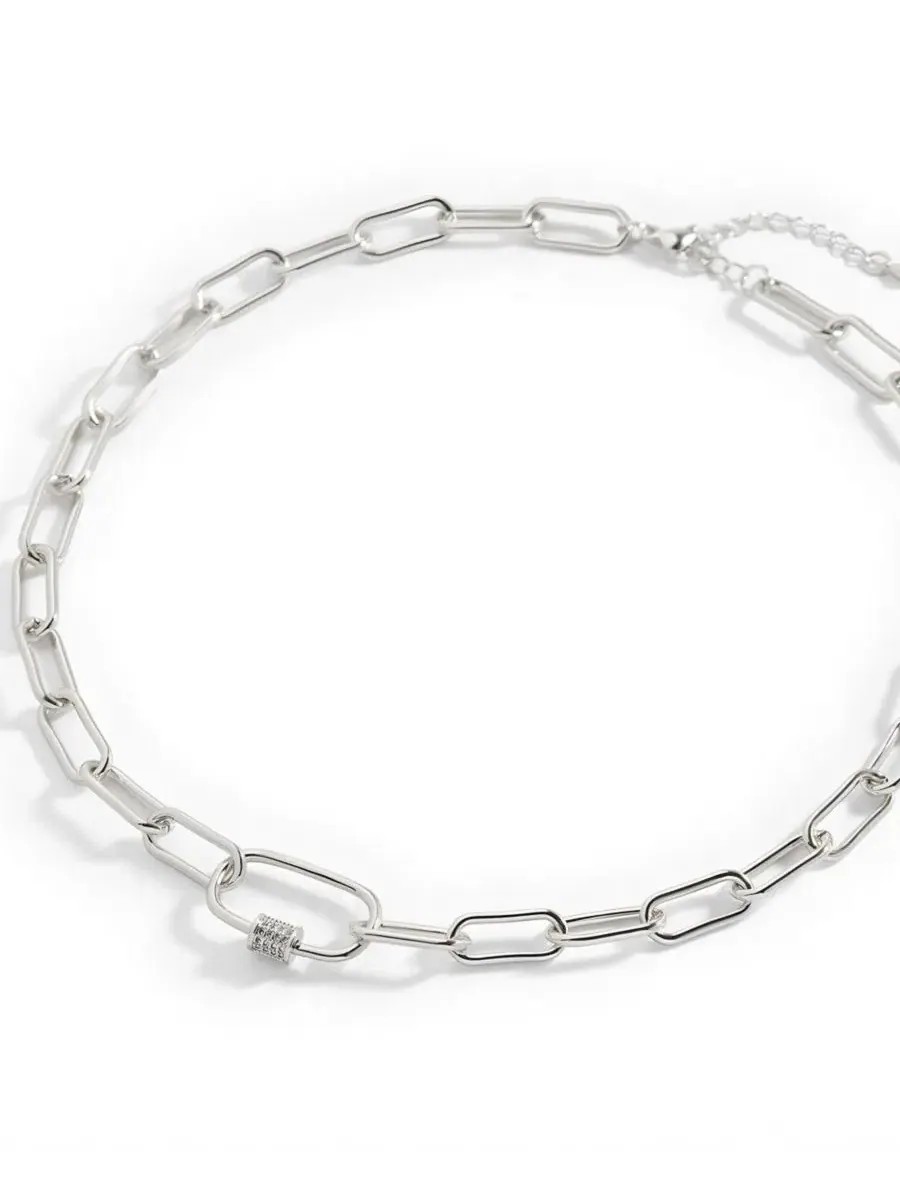 Колье с карабинным замком и цепочкой, модель Link Chain with Pave Carabiner Clasp Mint & Lily — изображение 3 из 3