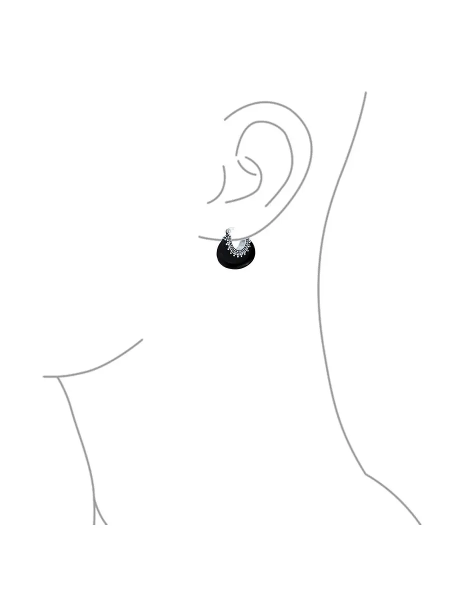 Серьги-кольца с полудрагоценным камнем Bali Stabilized Turquoise Crescent Hoop Earrings Milgrain — изображение 3 из 4