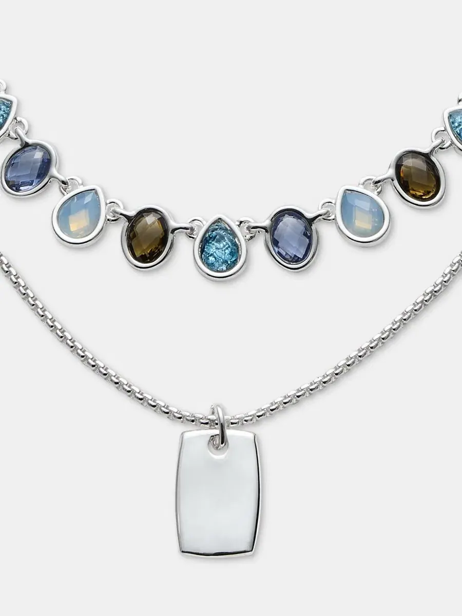Кулон-собачий жетон с камнями Anne Klein — изображение 2 из 4, оттенок синий