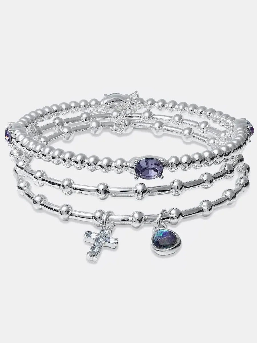 Набор из 3 браслетов-стяжек с крестом Anne Klein