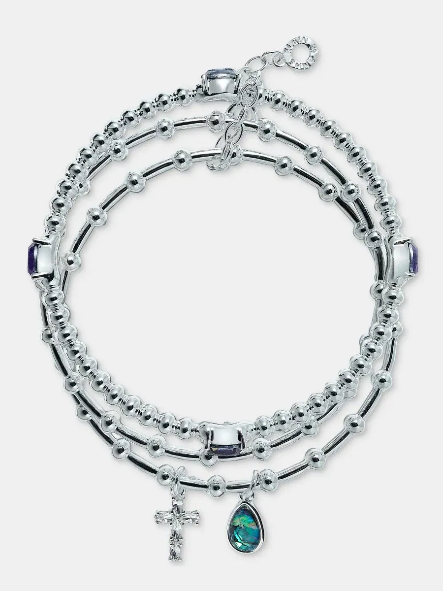 Набор из 3 браслетов-стяжек с крестом Anne Klein — изображение 2 из 4, оттенок мульти
