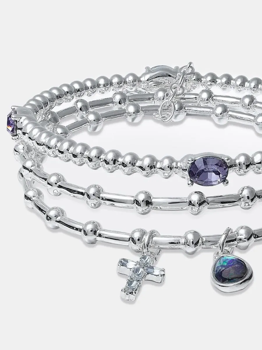 Набор из 3 браслетов-стяжек с крестом Anne Klein — изображение 3 из 4, оттенок мульти