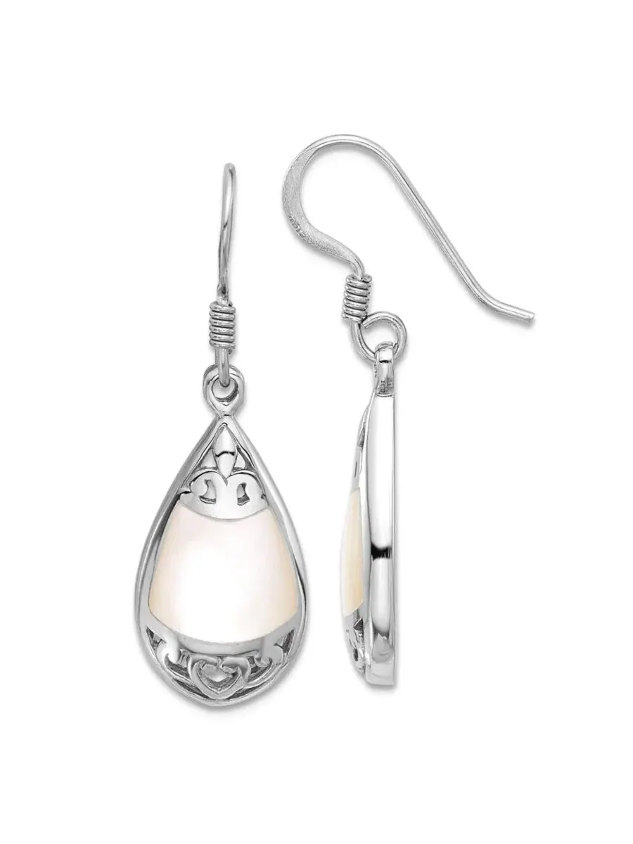 Серьги-подвески с жемчугом и филигранью, модель Teardrop Mother of Pearl Filigree Curata Jewelry