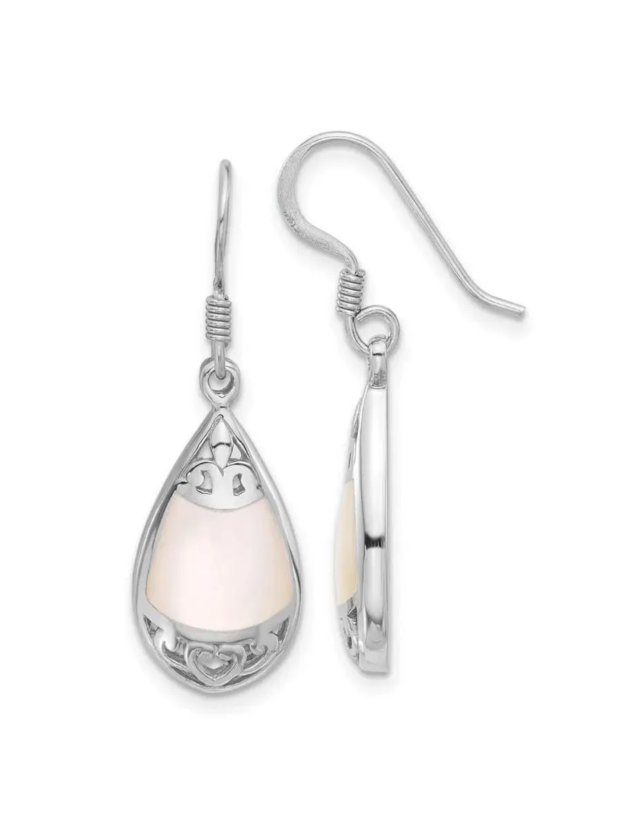 Серьги-подвески с жемчугом и филигранью, модель Teardrop Mother of Pearl Filigree Curata Jewelry — изображение 3 из 7