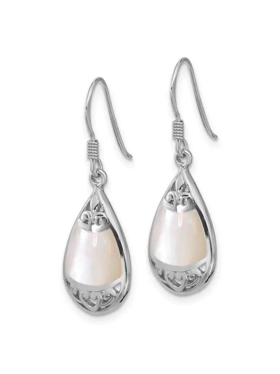 Серьги-подвески с жемчугом и филигранью, модель Teardrop Mother of Pearl Filigree Curata Jewelry — изображение 4 из 7