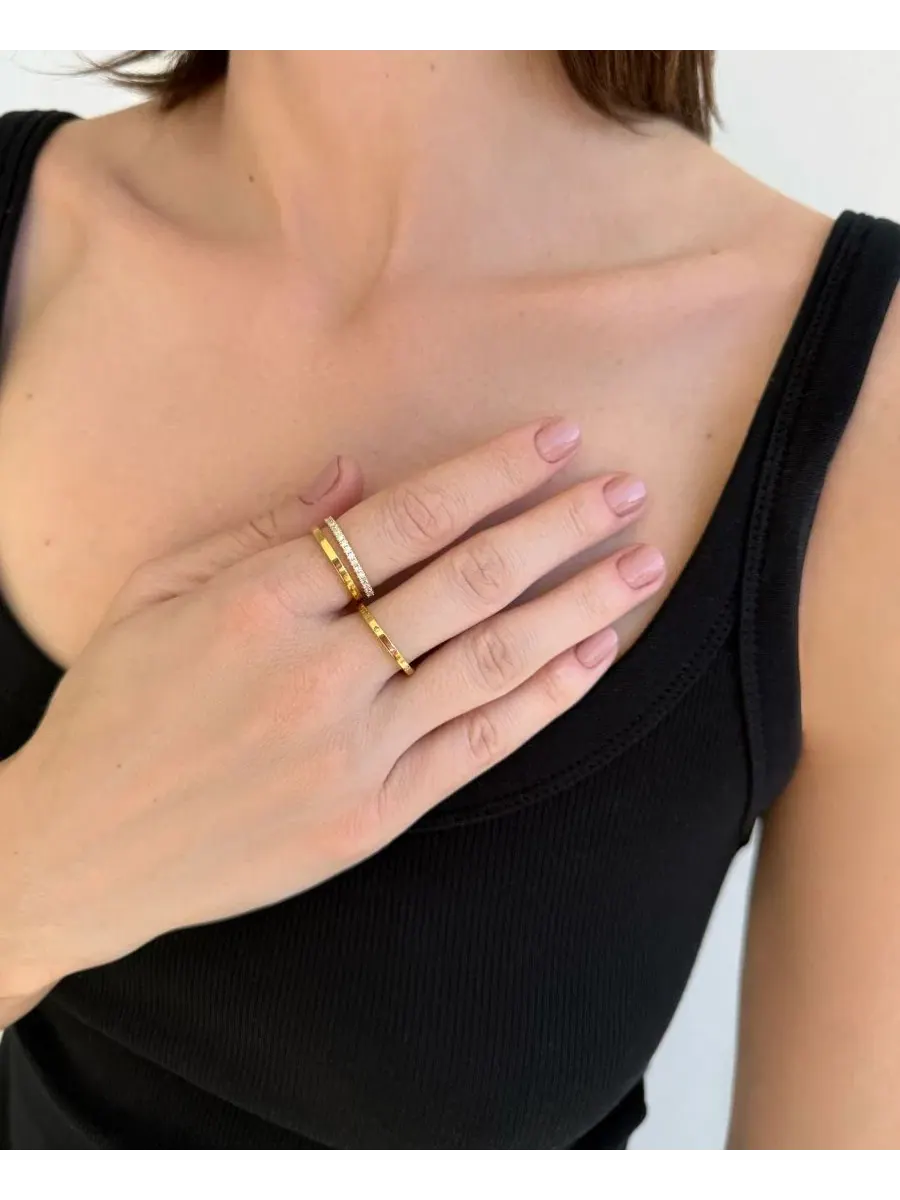 Комплект из 3 колец с кубическим цирконием, 14k золото ADORNIA — изображение 3 из 3