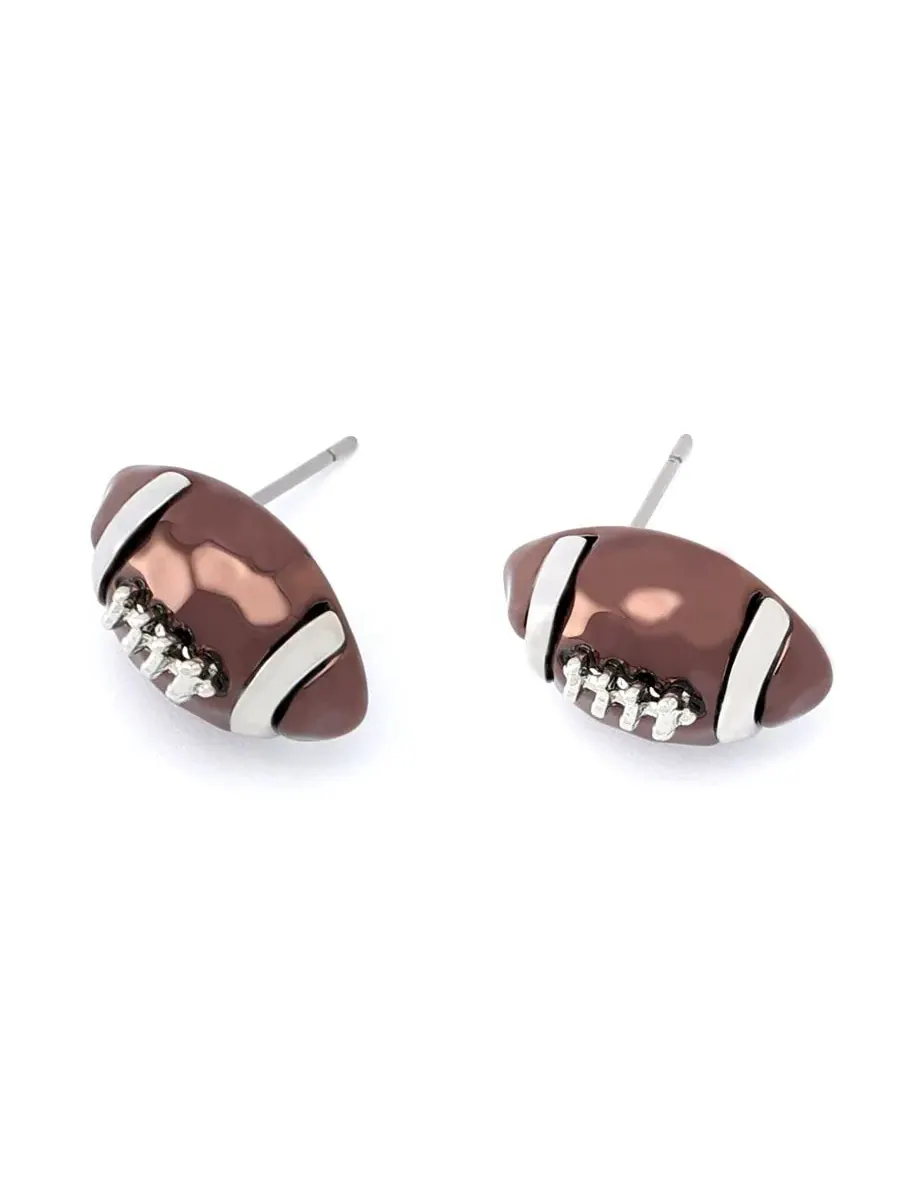 Серьги-пусеты с футбольным мячом и стразом Faux Stone Brown Kick Off Football Betsey Johnson — изображение 2 из 3