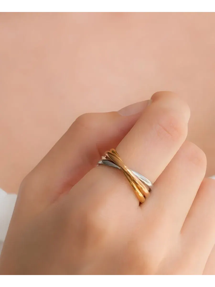 Кольцо-непоседа с подвижным ободком, модель Dainty Interlocking Fidget Ring Mint & Lily — изображение 2 из 3, оттенок мульти