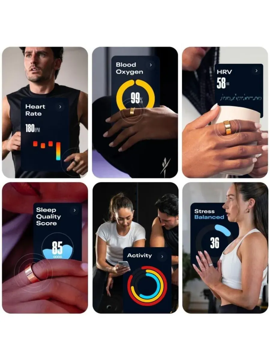 Умное кольцо Reebok Smart Ring, матовый черный, размер 6 — изображение 4 из 7