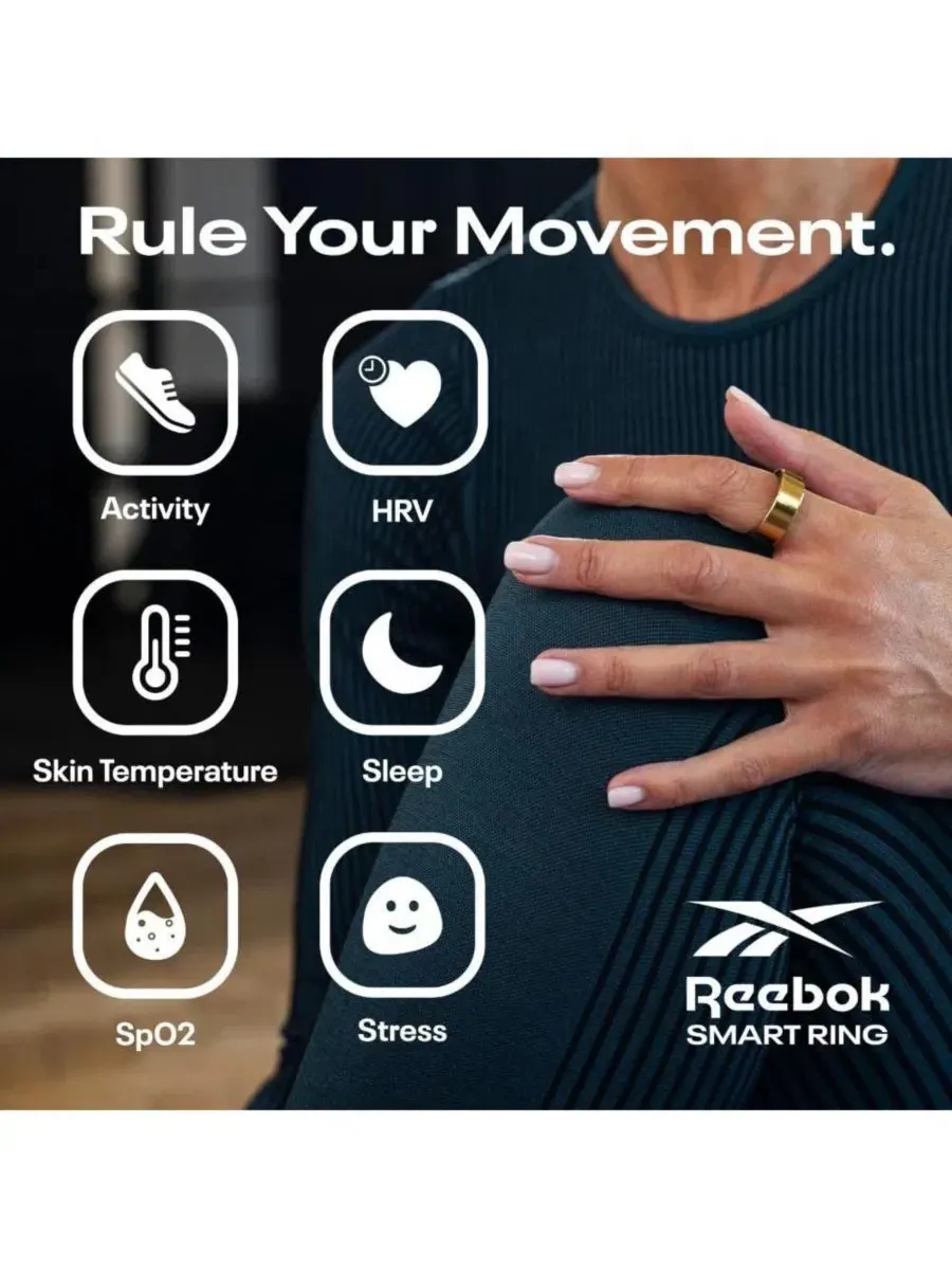 Умное кольцо Reebok Smart Ring, матовый черный, размер 6 — изображение 5 из 7