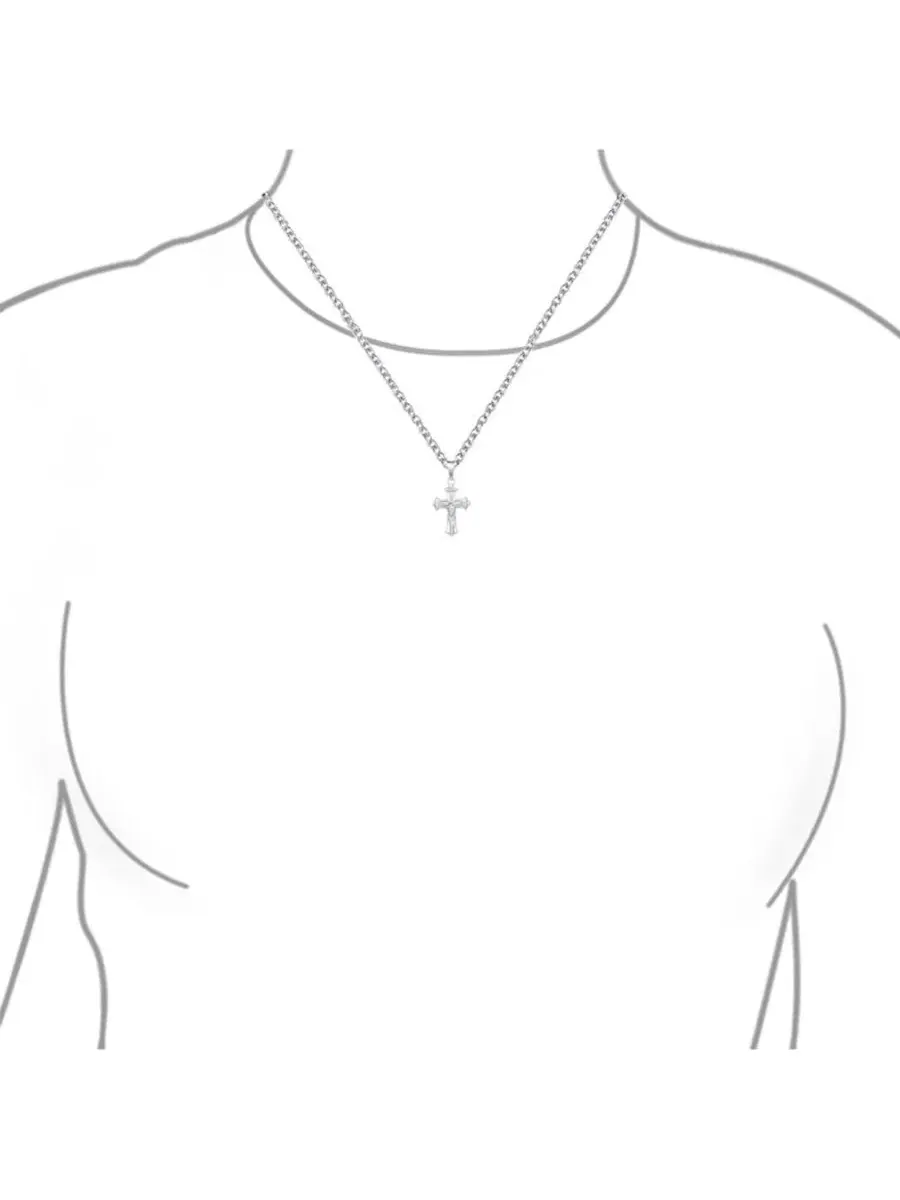 Кулон-крест с цепочкой, модель Religious Jesus Passion Crucifix Bling Jewelry — изображение 2 из 3, оттенок серебряный