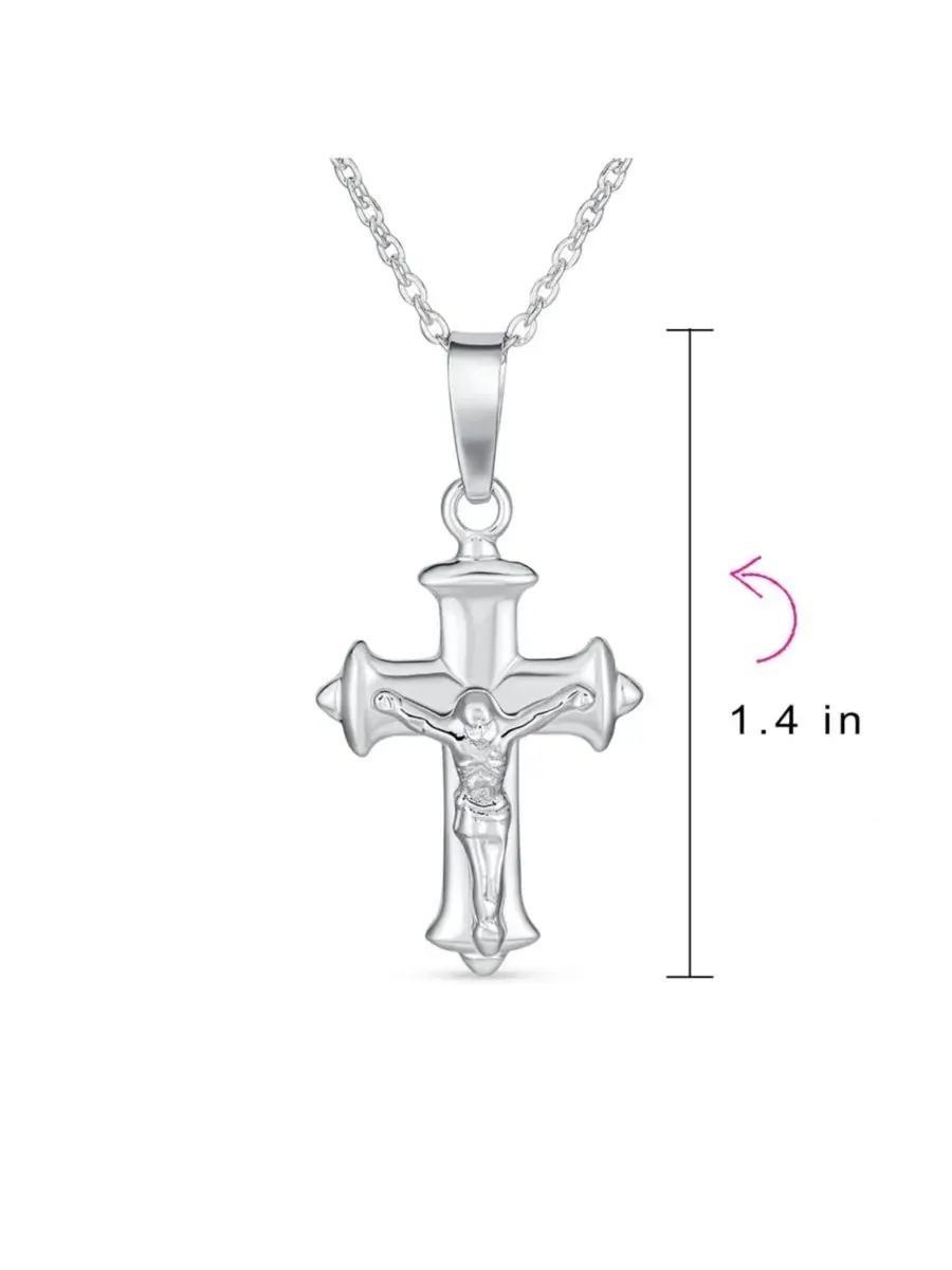 Кулон-крест с цепочкой, модель Religious Jesus Passion Crucifix Bling Jewelry — изображение 3 из 3, оттенок серебряный
