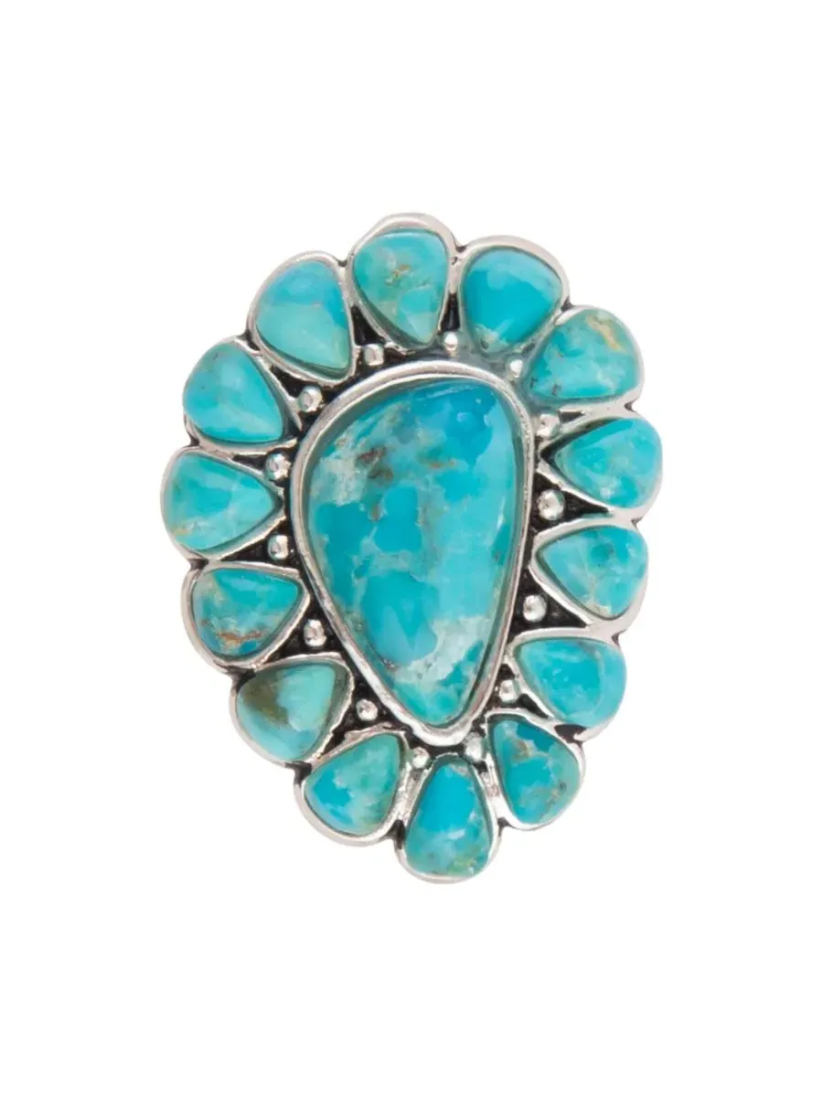Кольцо с бирюзой и мультикамнями Durango Blue Turquoise Multi-Stone Silver Ring Barse — изображение 2 из 6