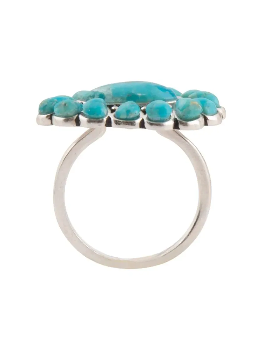 Кольцо с бирюзой и мультикамнями Durango Blue Turquoise Multi-Stone Silver Ring Barse — изображение 3 из 6