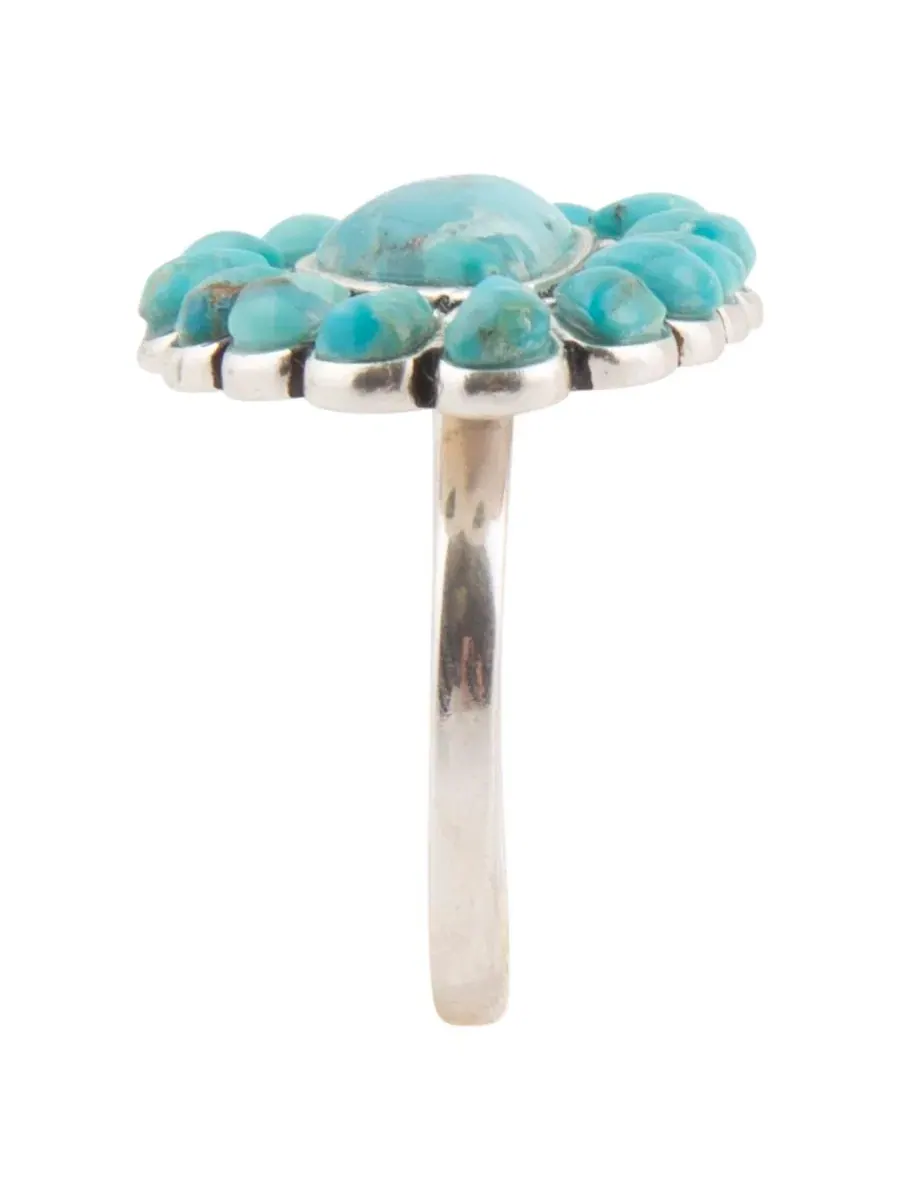 Кольцо с бирюзой и мультикамнями Durango Blue Turquoise Multi-Stone Silver Ring Barse — изображение 4 из 6
