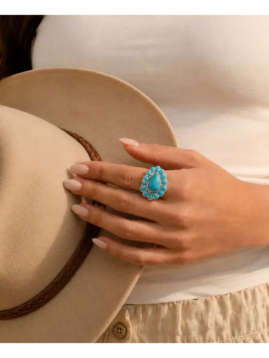 Кольцо с бирюзой и мультикамнями Durango Blue Turquoise Multi-Stone Silver Ring Barse — изображение 6 из 6