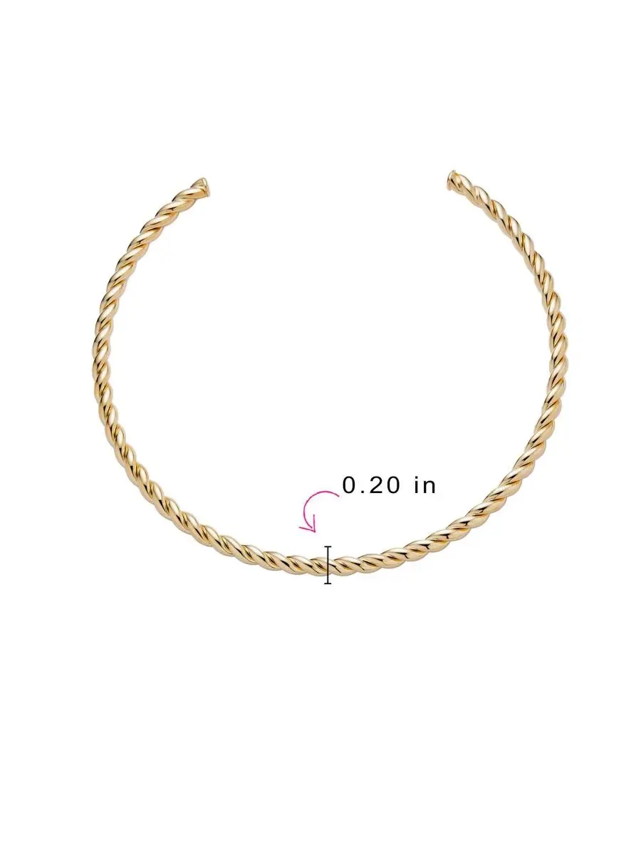 Колье-чокер с витым плетением, модель Traditional Cable Twist Braid Rope Bling Jewelry — изображение 3 из 4, оттенок золото