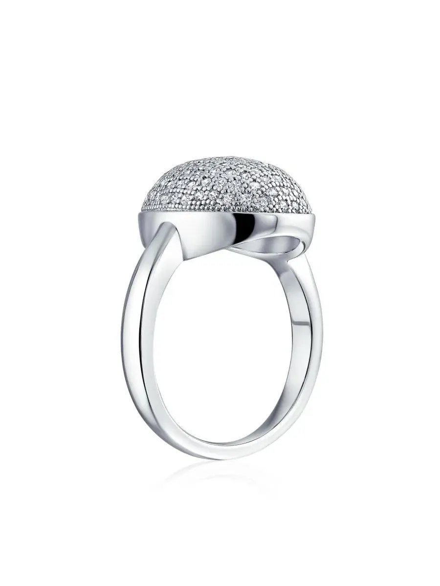 Кольцо с овальным кубическим цирконием, модель Holiday Party Bling Jewelry — изображение 2 из 4, оттенок серебряный