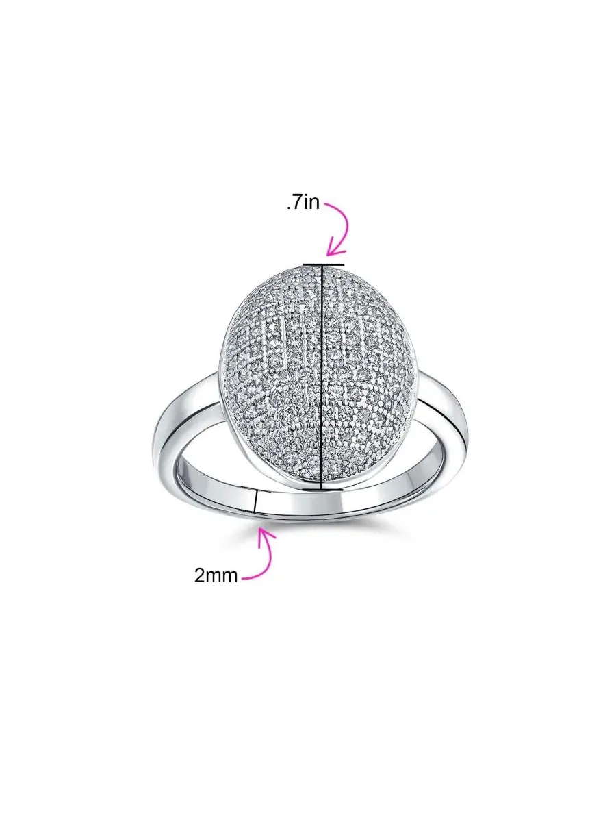 Кольцо с овальным кубическим цирконием, модель Holiday Party Bling Jewelry — изображение 4 из 4, оттенок серебряный