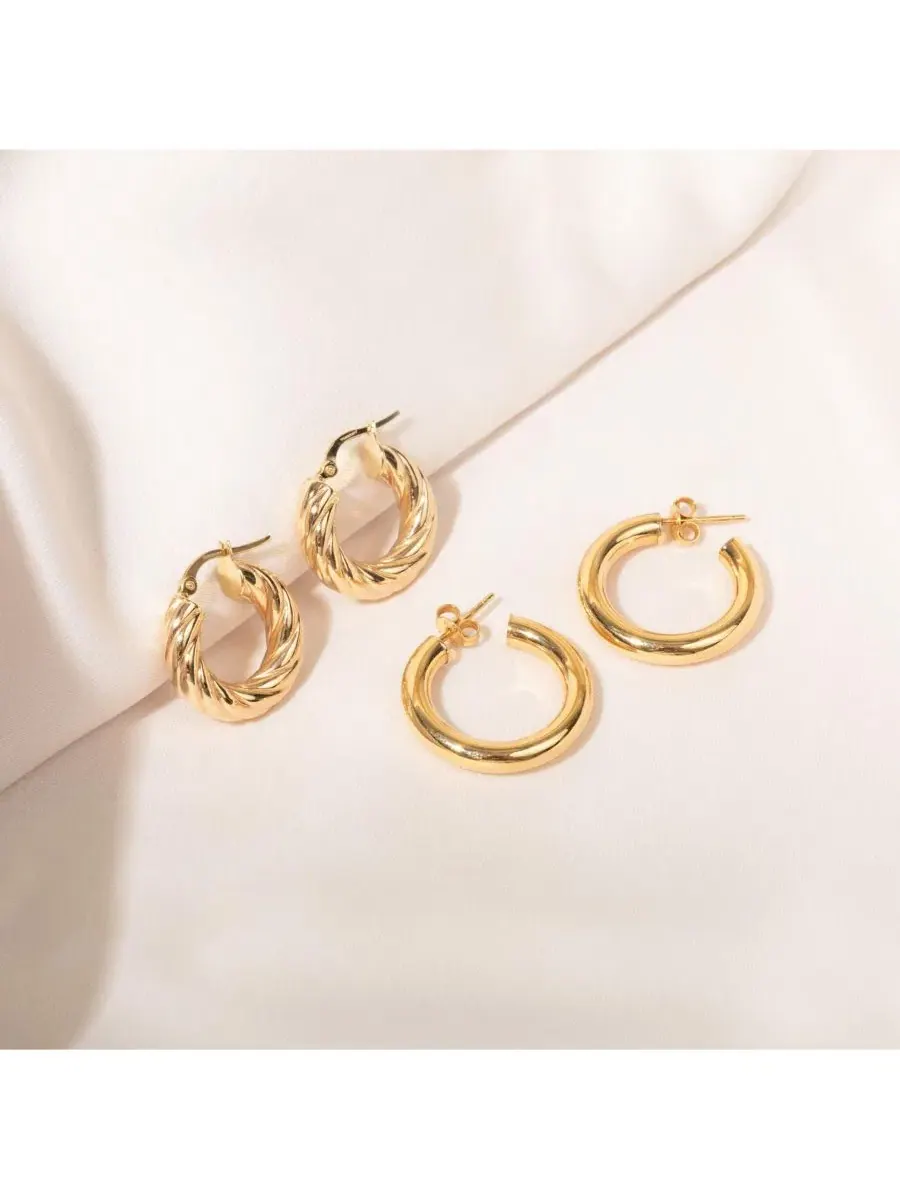 Серьги-гвоздики из золота 14K — изображение 5 из 5, оттенок золото