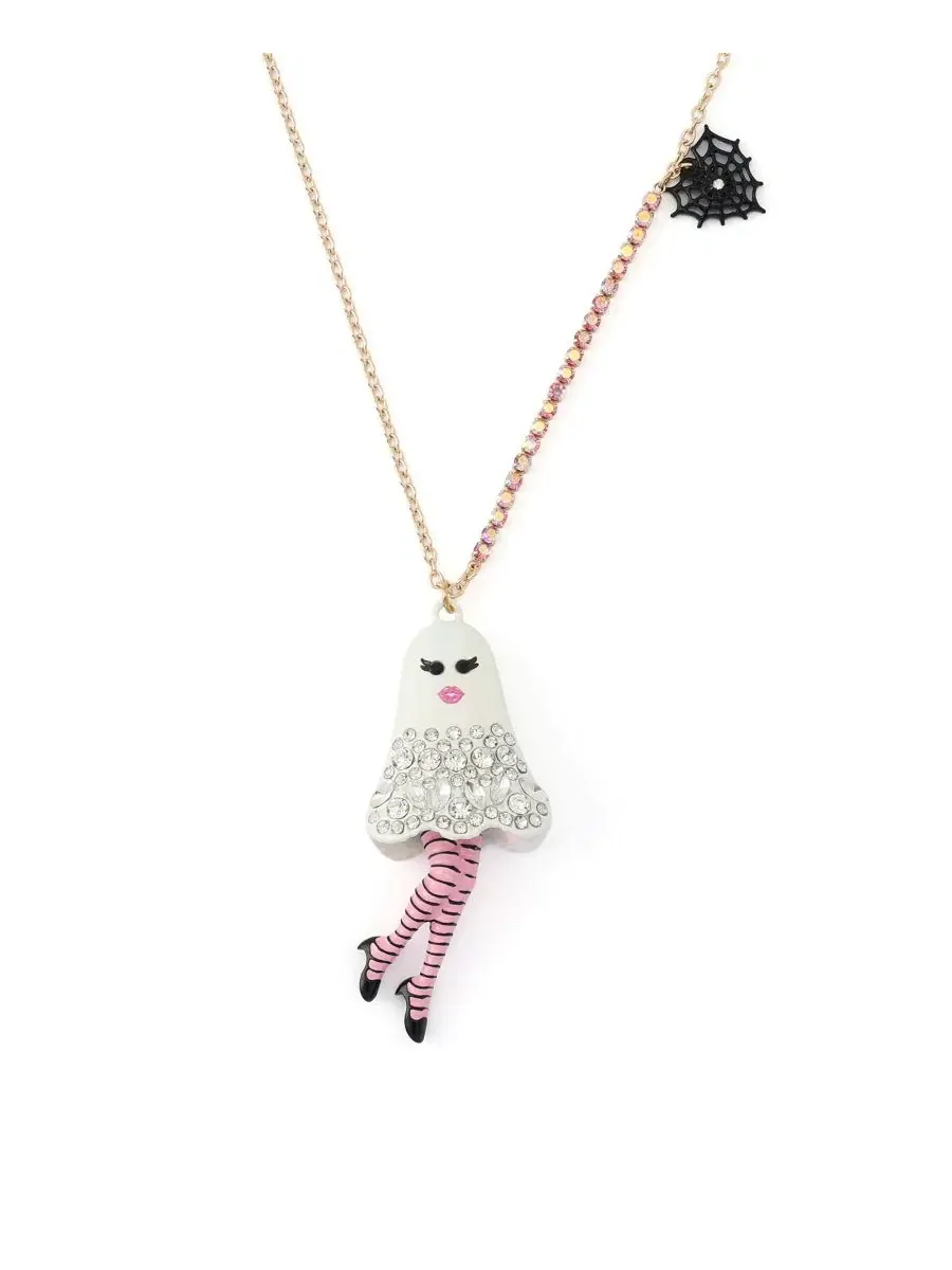 Колье с подвеской-призраком Girly Ghost Betsey Johnson — изображение 2 из 4, оттенок белый
