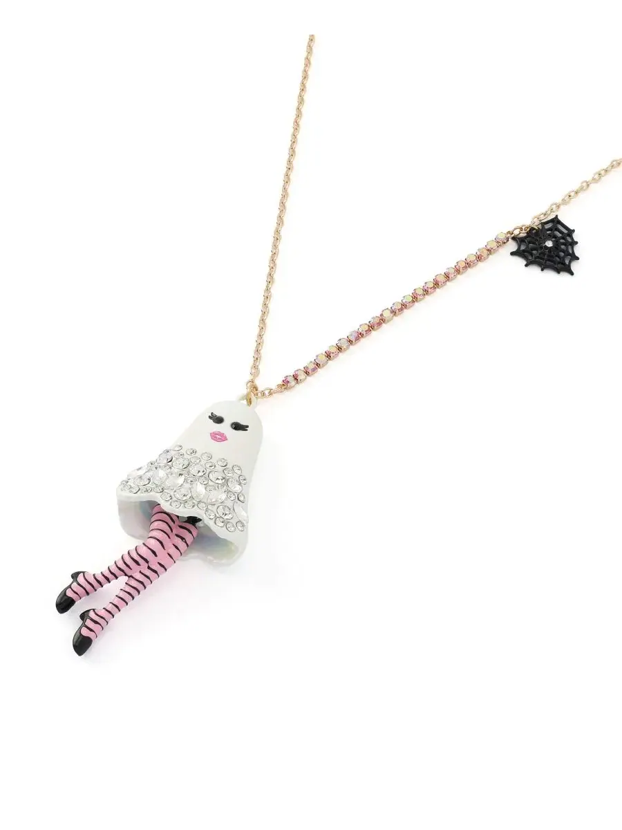 Колье с подвеской-призраком Girly Ghost Betsey Johnson — изображение 3 из 4, оттенок белый