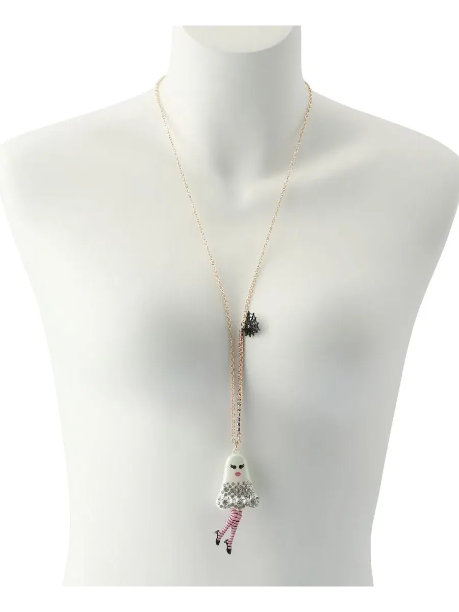 Колье с подвеской-призраком Girly Ghost Betsey Johnson — изображение 4 из 4, оттенок белый