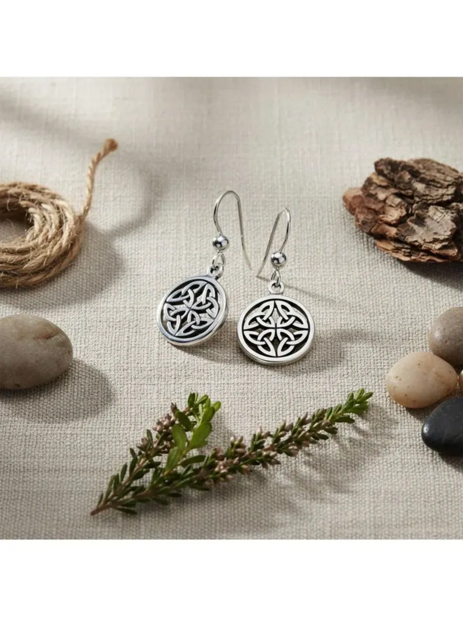 Серьги-подвески Celtic Knot из стерлингового серебра .925, Ancient Circle Infinity Bling Jewelry — изображение 3 из 3