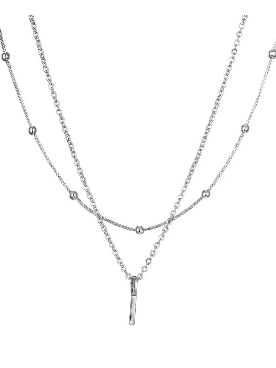 Колье с подвеской-инициалом Silver Layered Initial ADORNIA — изображение 1 из 1, оттенок серебристый