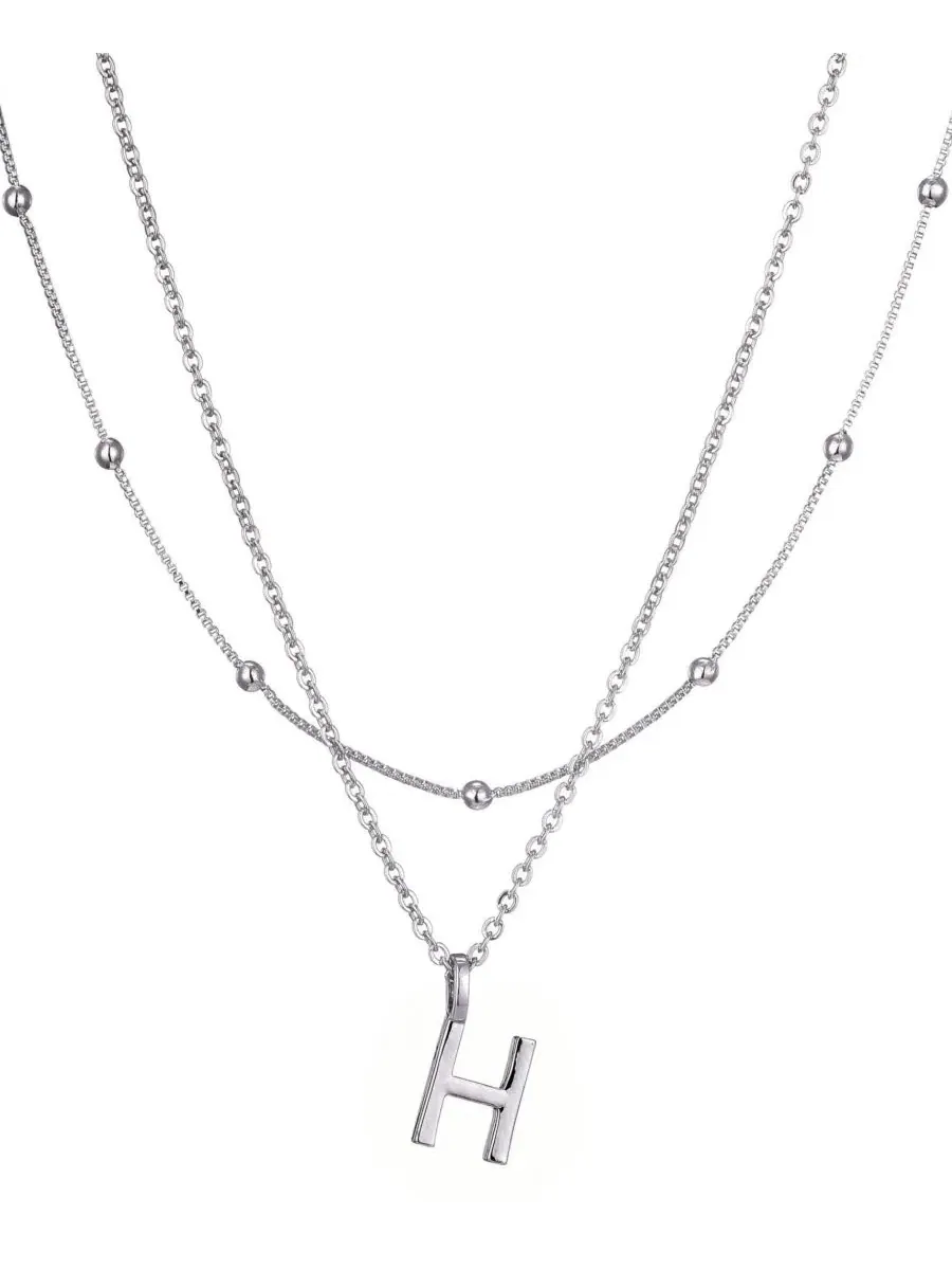 Колье с подвеской-инициалом Silver Layered Initial ADORNIA