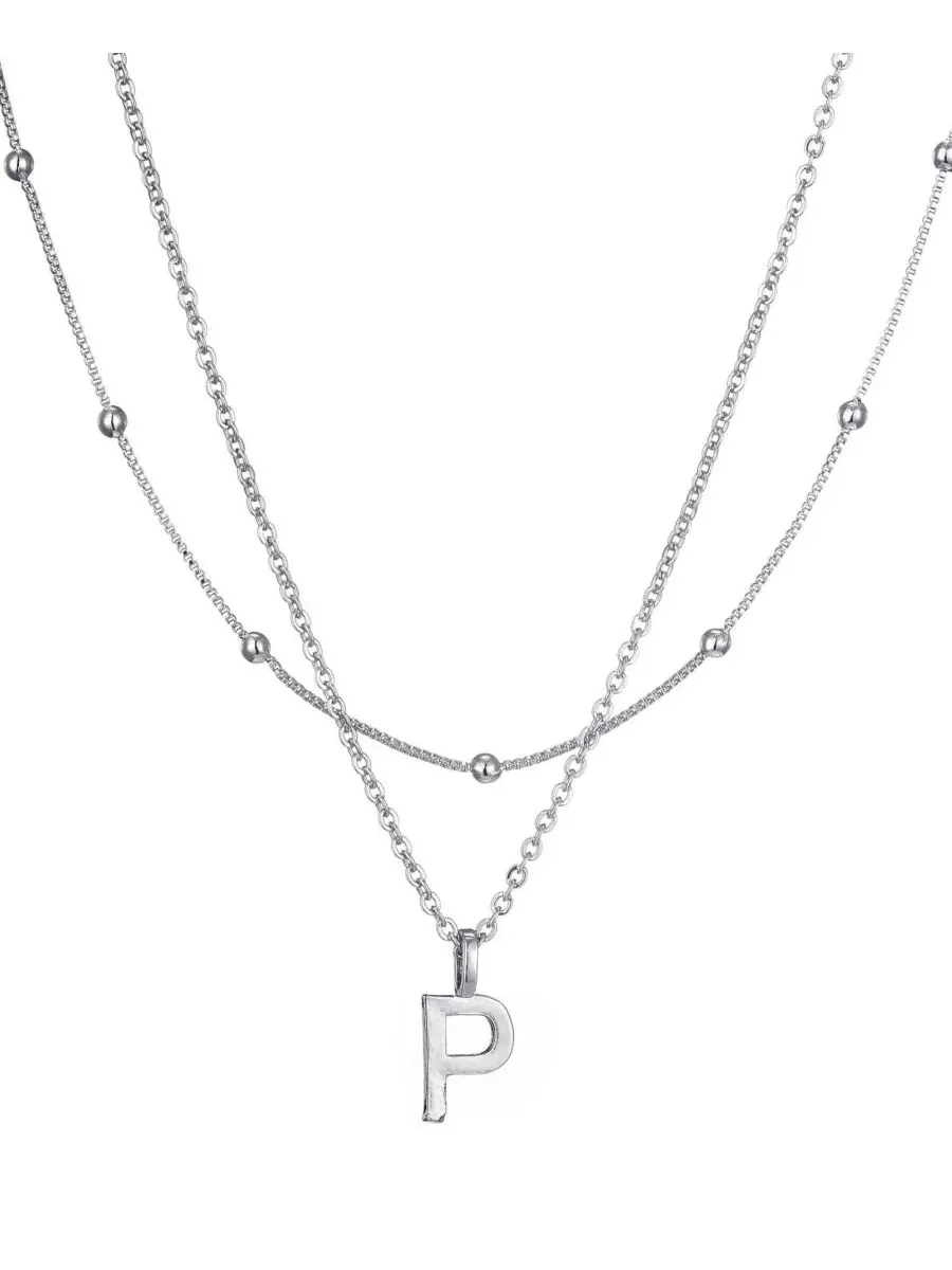 Колье с подвеской-буквой Silver Layered Initial ADORNIA