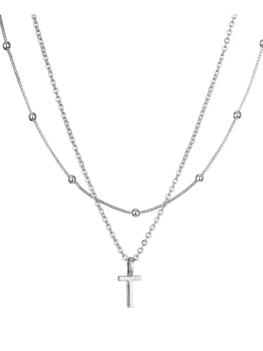 Колье с подвеской-инициалом Silver Layered Initial ADORNIA