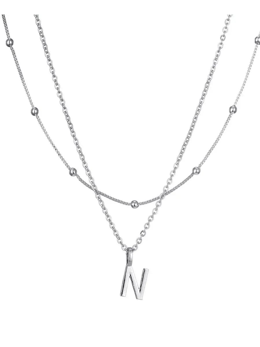 Колье с подвеской-инициалом Silver Layered Initial ADORNIA