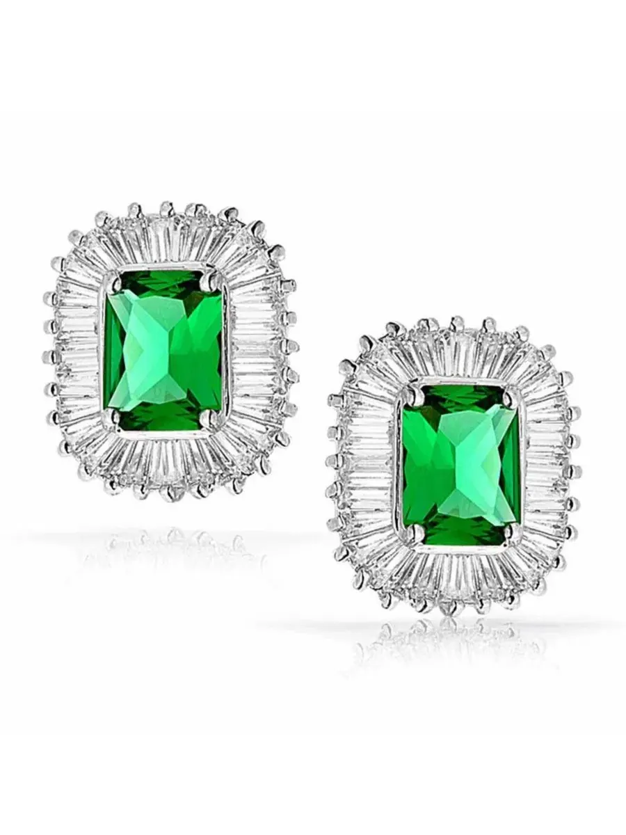 Серьги-гвоздики в стиле ар-деко с фианитами, модель Art Deco Style Cocktail Bling Jewelry — изображение 2 из 3