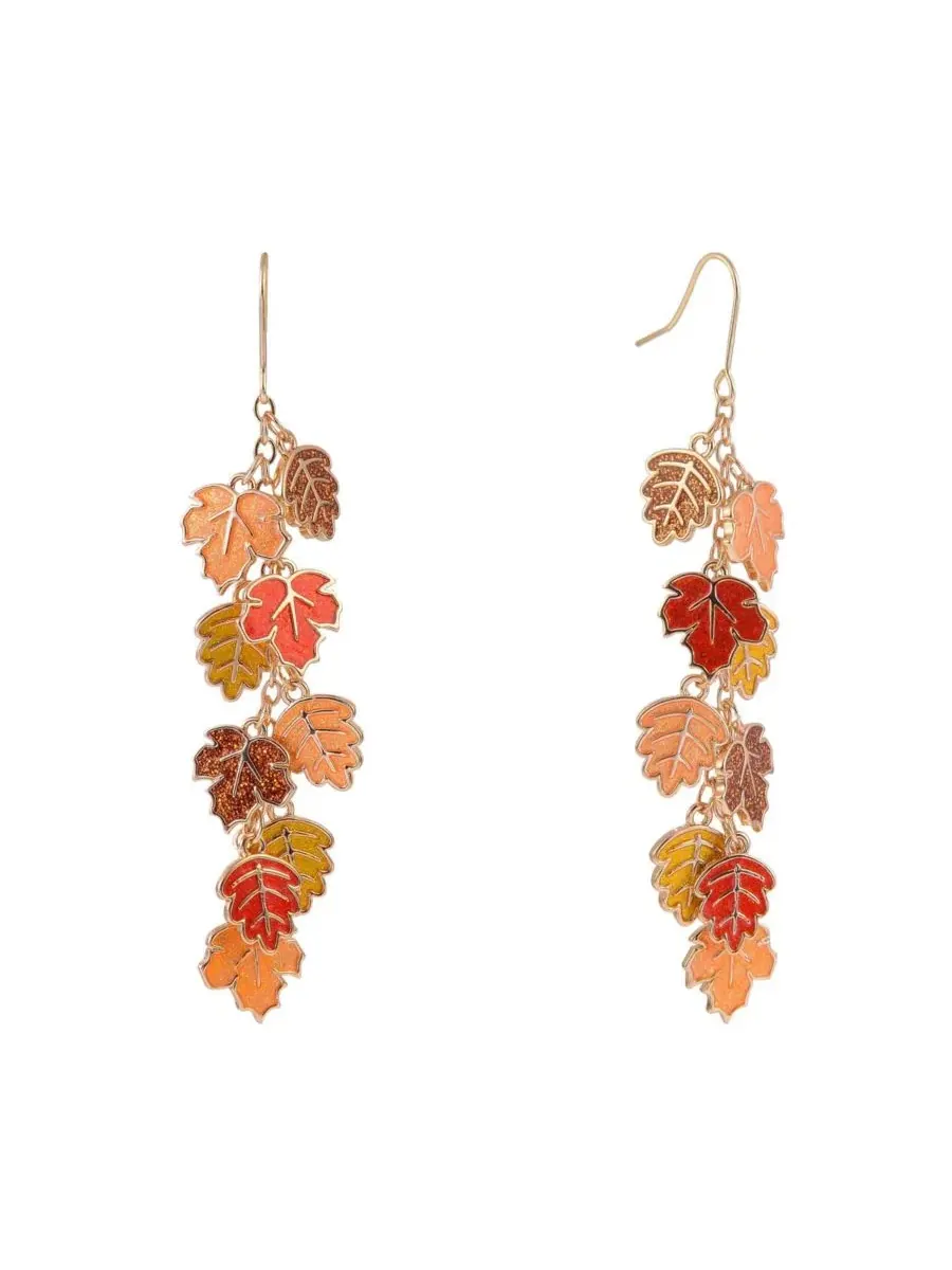 Серьги с эмалевыми листьями Linear Enamel Leaf Hallmark — мульти