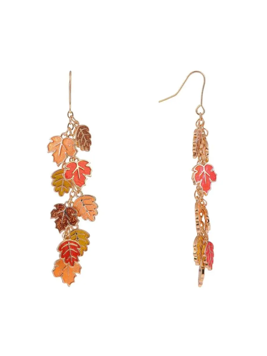 Серьги с эмалевыми листьями Linear Enamel Leaf Hallmark — изображение 3 из 5, оттенок мульти