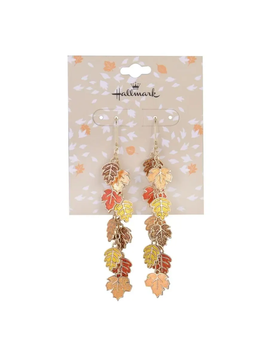 Серьги с эмалевыми листьями Linear Enamel Leaf Hallmark — изображение 4 из 5, оттенок мульти