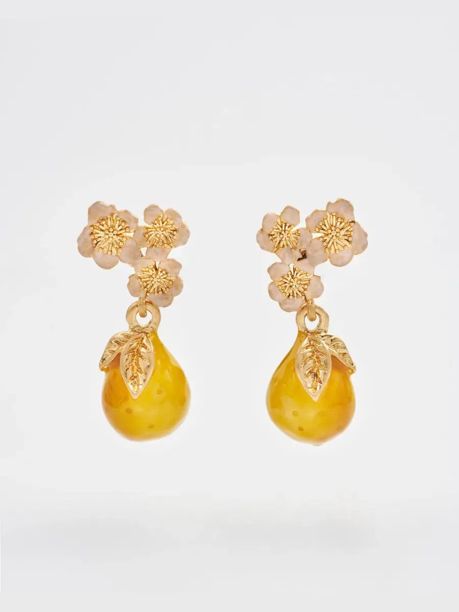 Серьги-пусеты с подвеской-грушей Golden Pear Drop Fable England