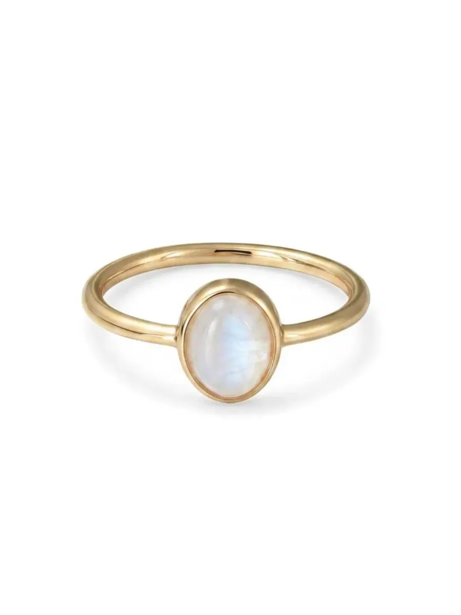 Кольцо с овальным лунным камнем 14k Gold Plated Adornia Fine — изображение 3 из 3, оттенок золото