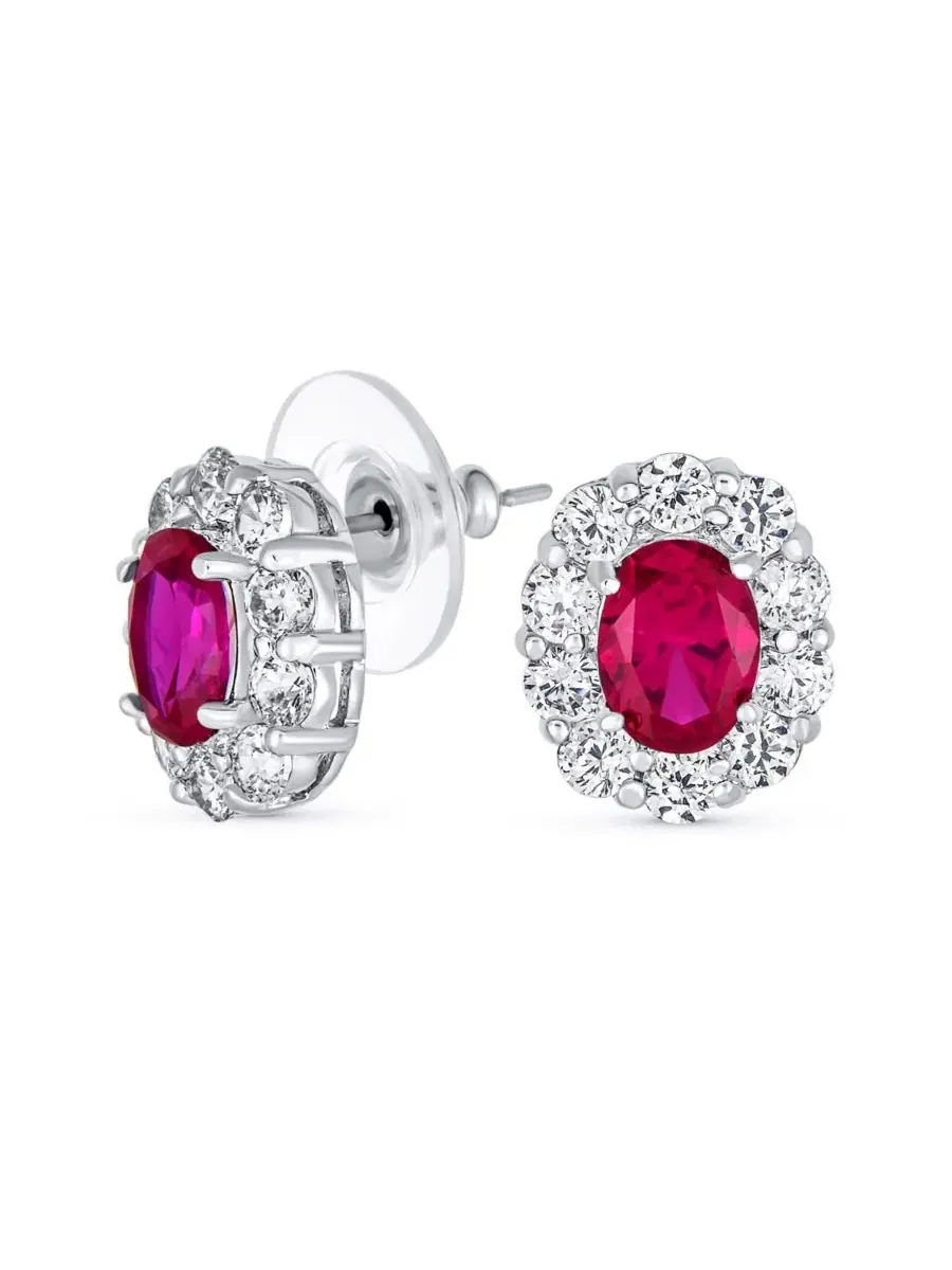 Серьги-пусеты из циркония с овальной вставкой Crown Bling Jewelry