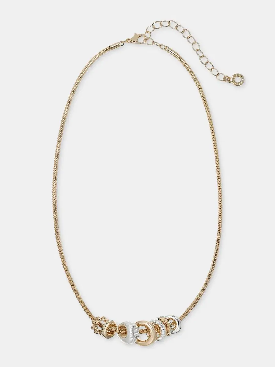 Колье с кристаллами и шармами-ронделями Anne Klein — изображение 2 из 4, оттенок прозрачный