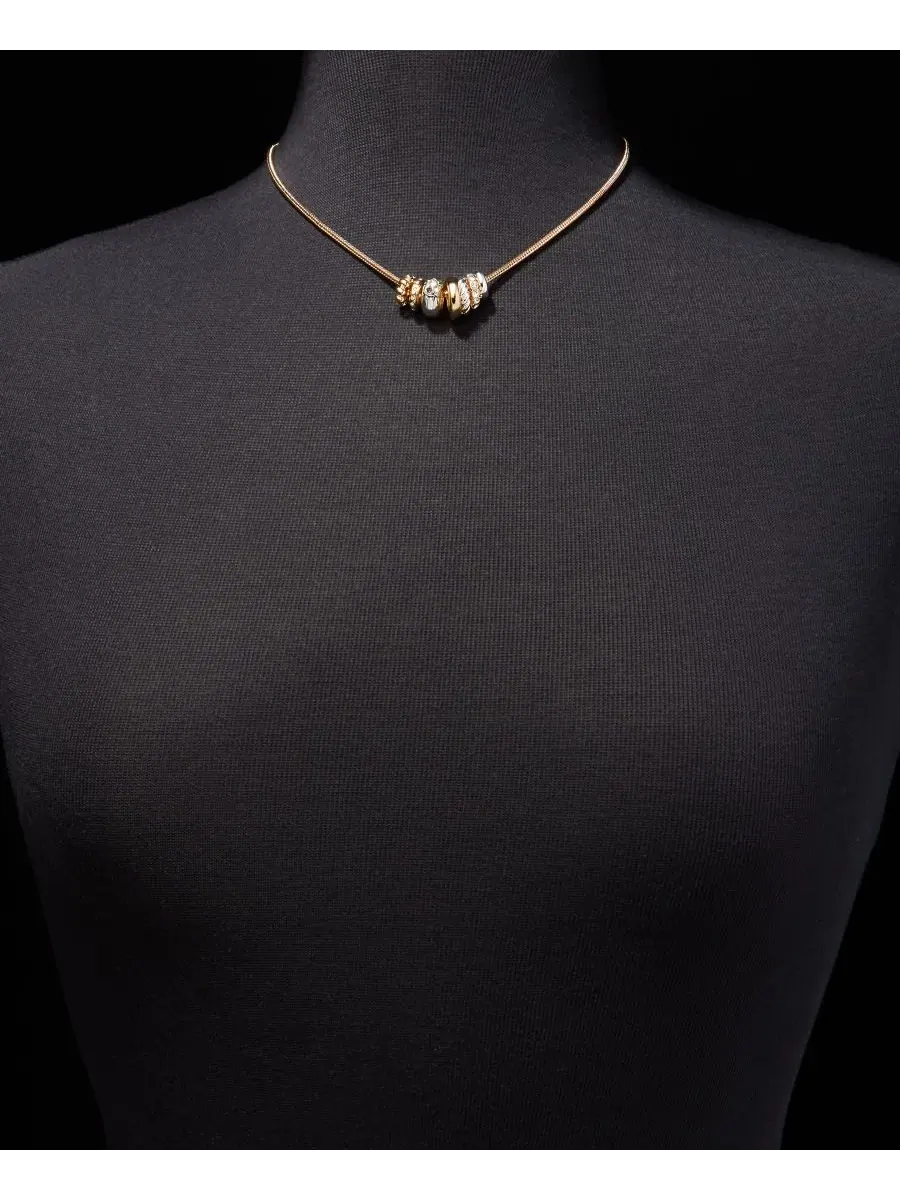 Колье с кристаллами и шармами-ронделями Anne Klein — изображение 3 из 4, оттенок прозрачный
